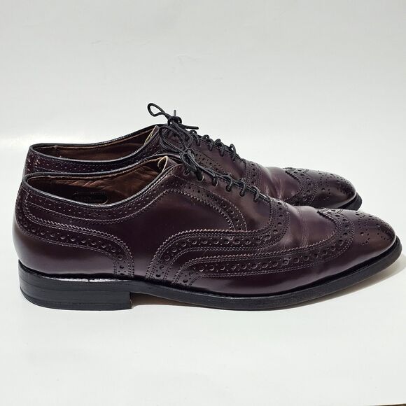 Allen Edmonds McAllister Wingtip Shoes Burgundy MENS Size 7.5 D Preppy Oldmoney